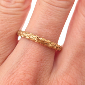 925 Sterling Silver Gold Plated Vintage Italy Braided Band Ring Size 7.75