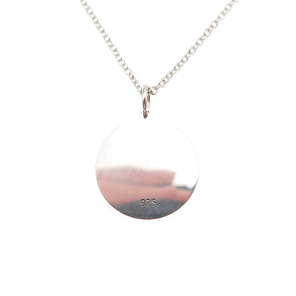 925 Sterling Silver Blue Enamel Rain Cloud Round Tag Cable Chain Necklace 18"