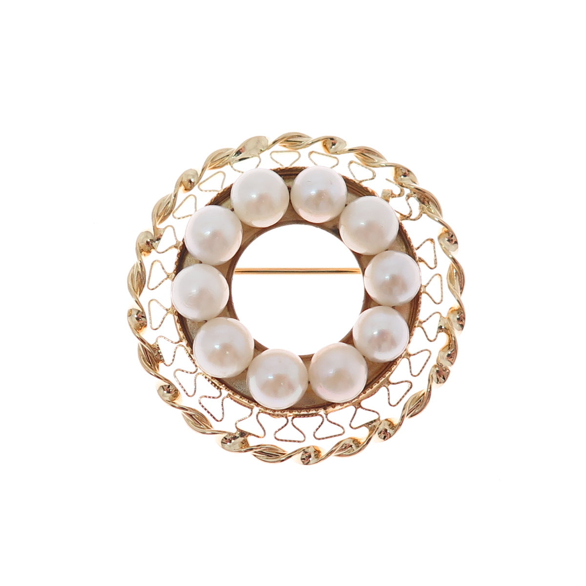 CATAMORE 1/20 12K Gold Filled Antique Art Deco Real Pearl Filigree Pin Brooch