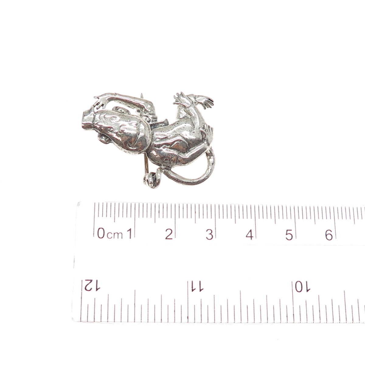 JEWELART Sterling Silver Vintage Monkey Cartoon Character Oxidized Pin Brooch
