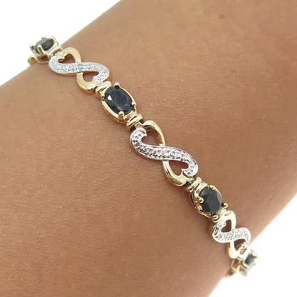 ROSS SIMONS Sterling 2-Tone Diamond Accent Sapphire Infinity Link Bracelet 7.25"