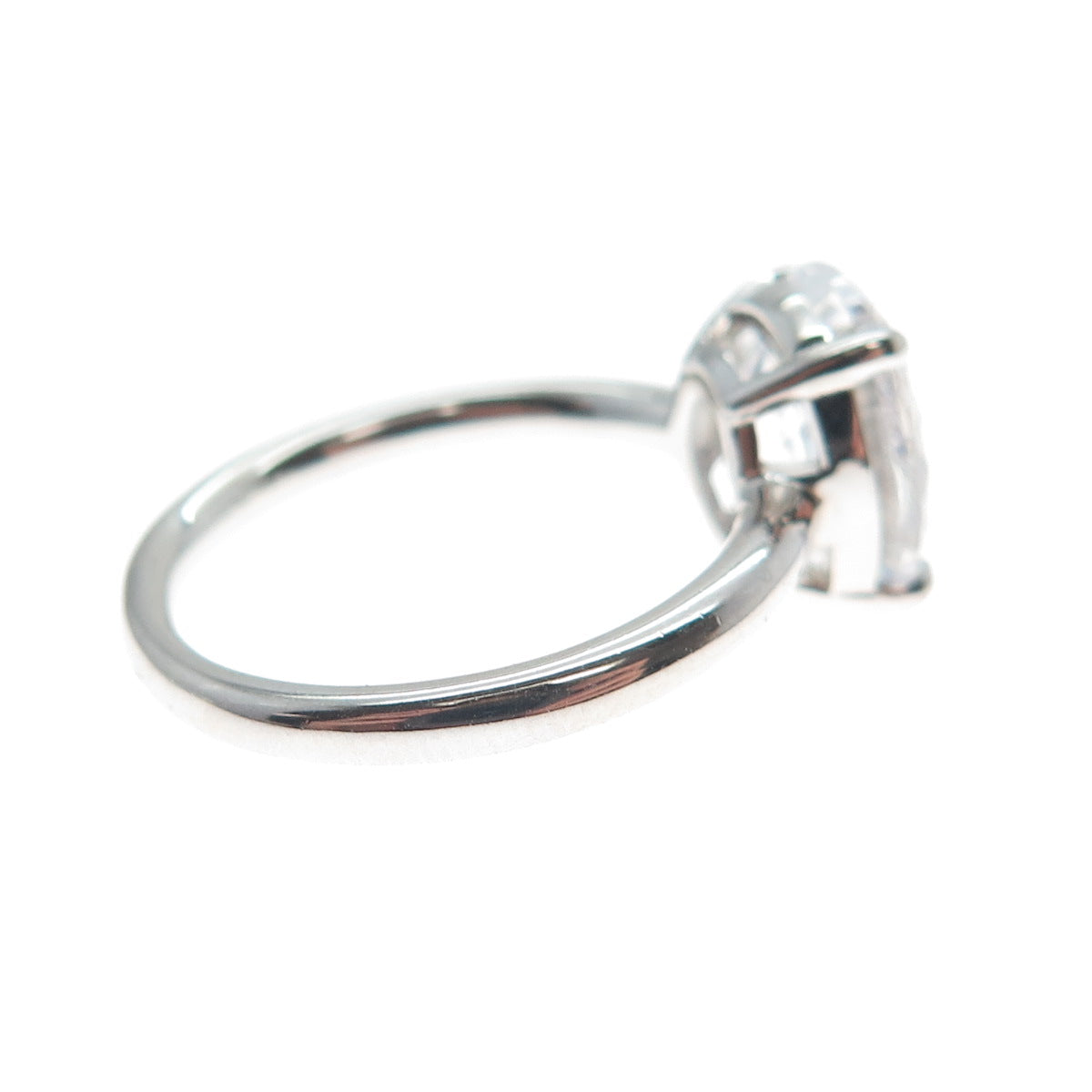 DSMK 925 Sterling Silver Oval-Cut Shaped C Z Engagement Ring Size 6.25