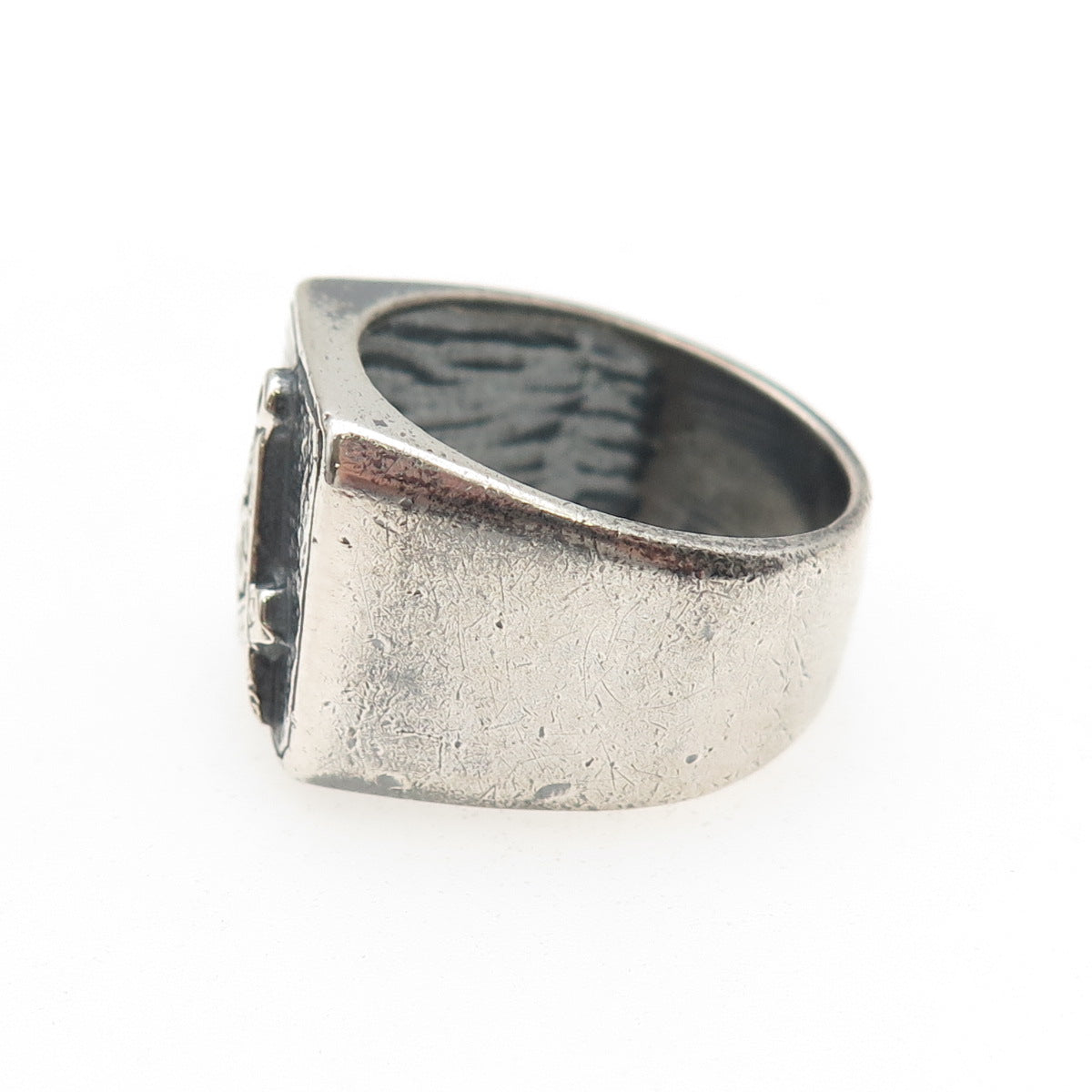 925 Sterling Silver Vintage Masonic Oxidized Signet Ring Size 10.75