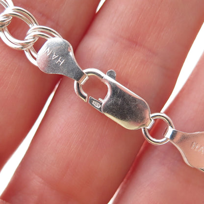 Han 925 Sterling Silver Italy Double Curb Link Bracelet 7.5"