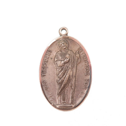 HMH Religious 925 Sterling Silver Antique Art Deco Saint Jude Thaddeus Pendant
