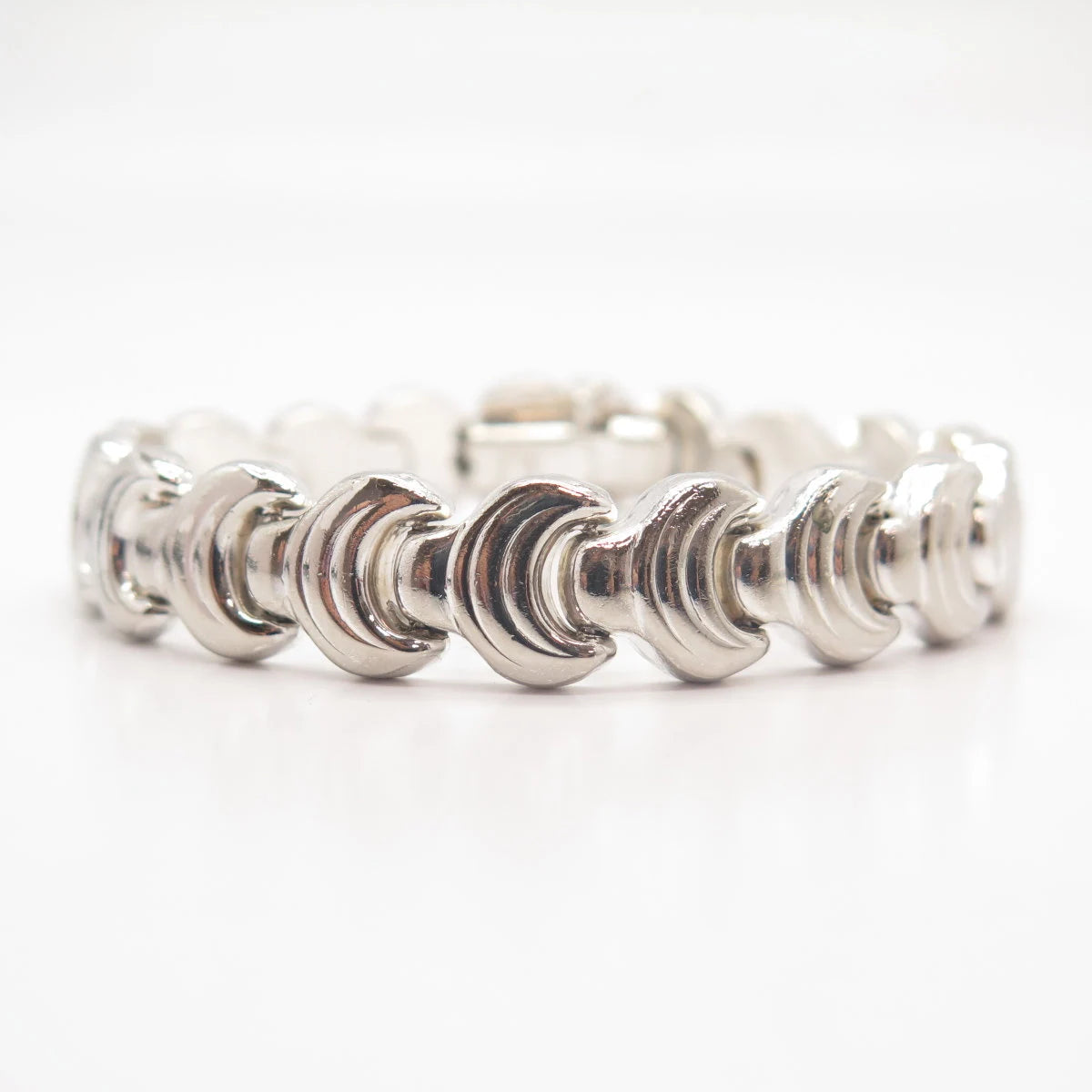 925 Sterling Silver Vintage Italy Modernist Link Bracelet 6.5"