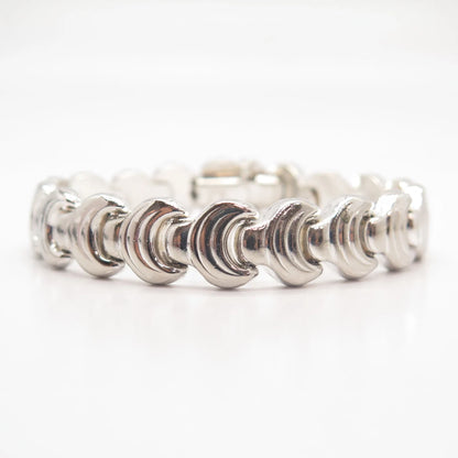 925 Sterling Silver Vintage Italy Modernist Link Bracelet 6.5"