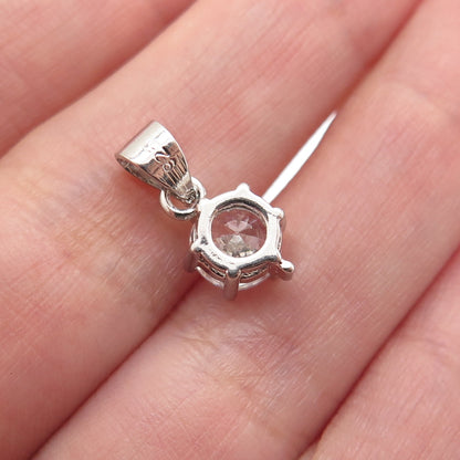 925 Sterling Silver Round-Cut C Z Minimalist Charm Pendant