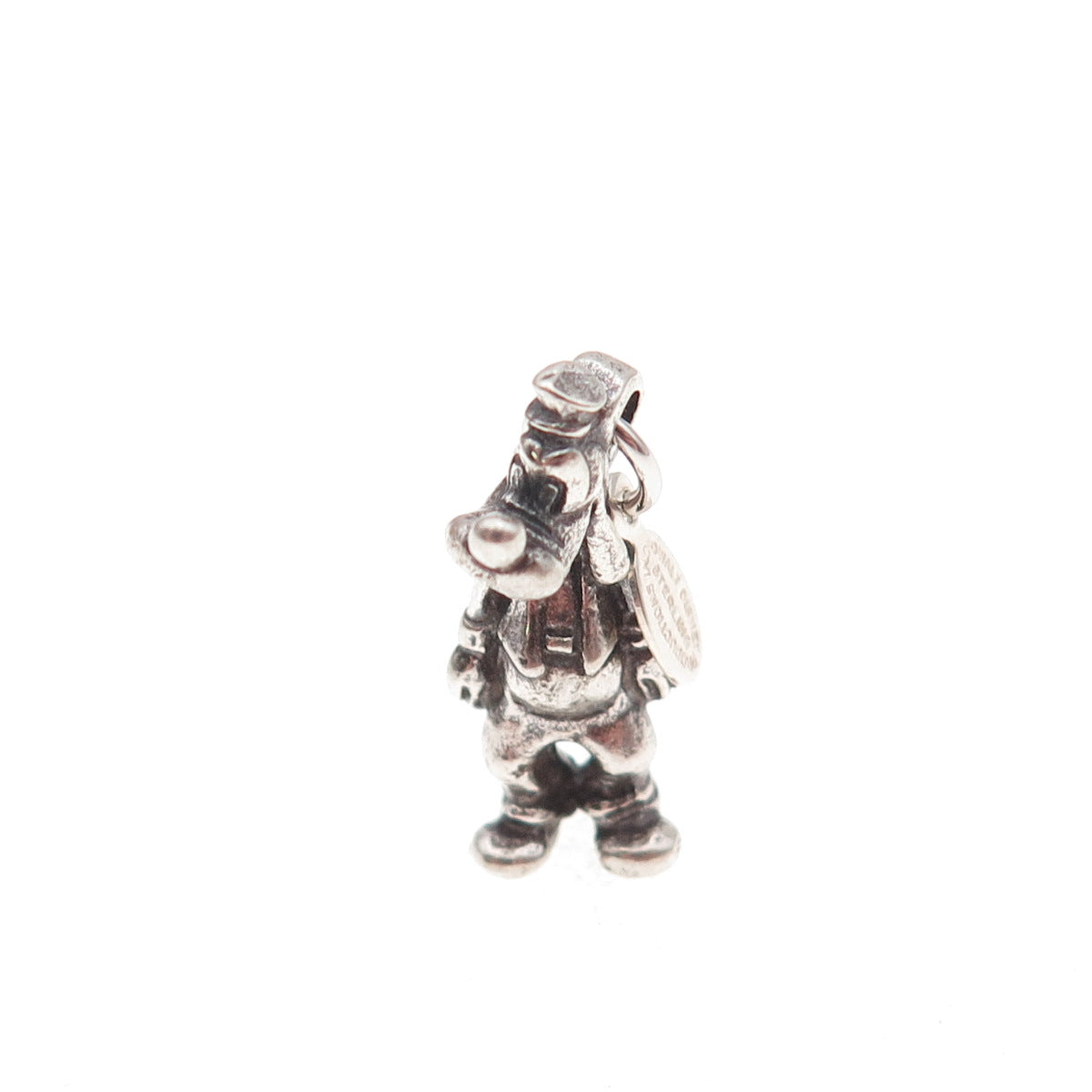 Walt Disney 925 Sterling Silver Vintage Goofy Oxidized 3D Mini Charm Pendant