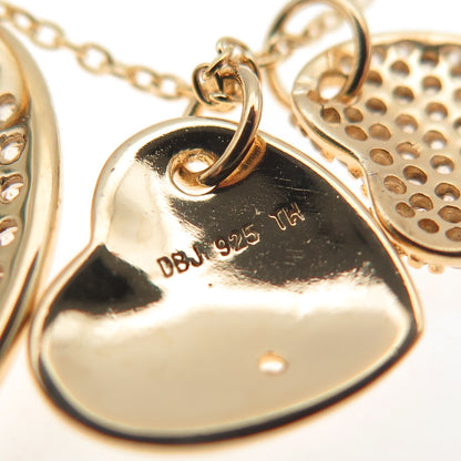 DEE BERKLE 925 Sterling Silver Gold Plated C Z Heart Cable Chain Necklace 18-20"