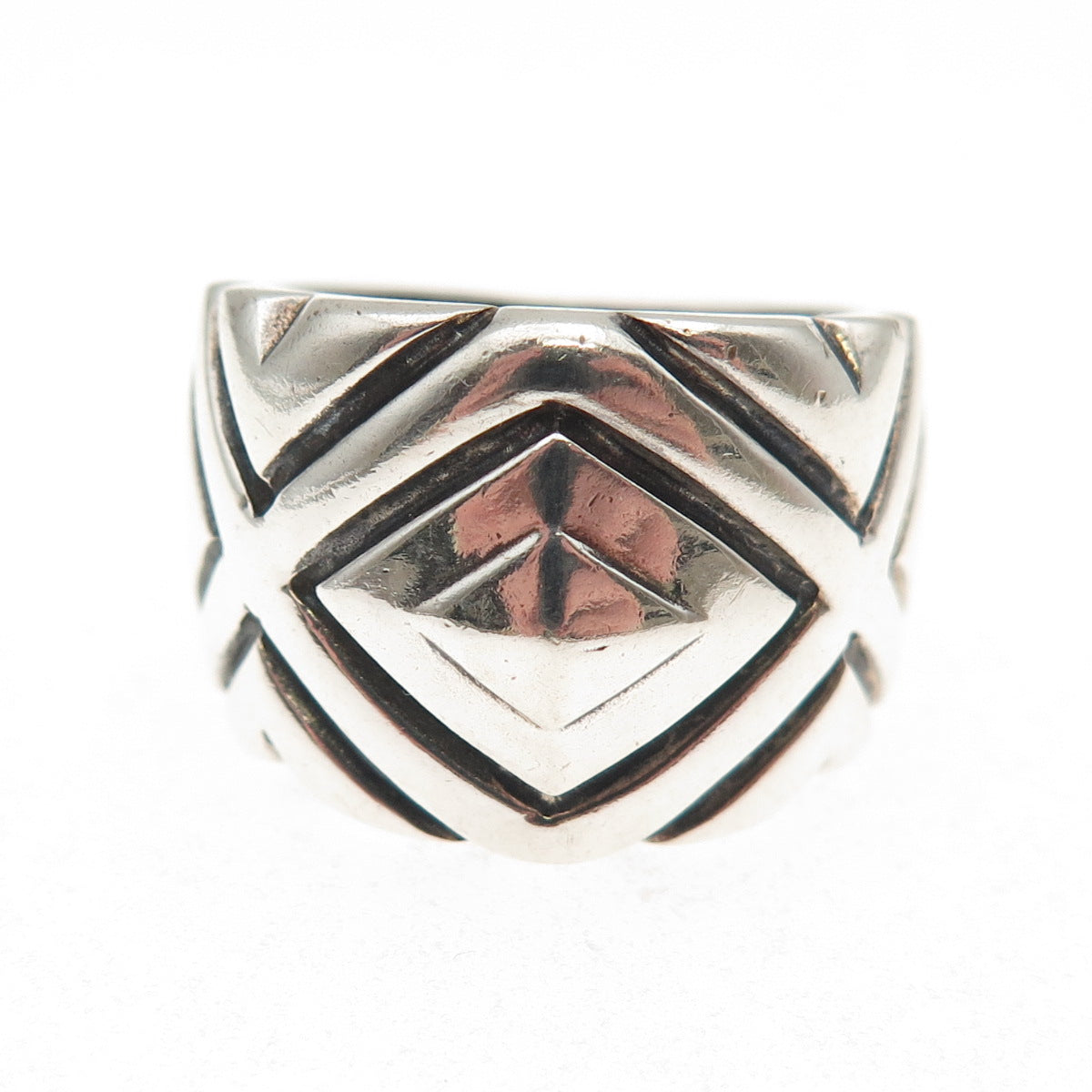 Chapal Zenray 925 Sterling Silver Vintage Modernist Oxidized Ring Size 7.5