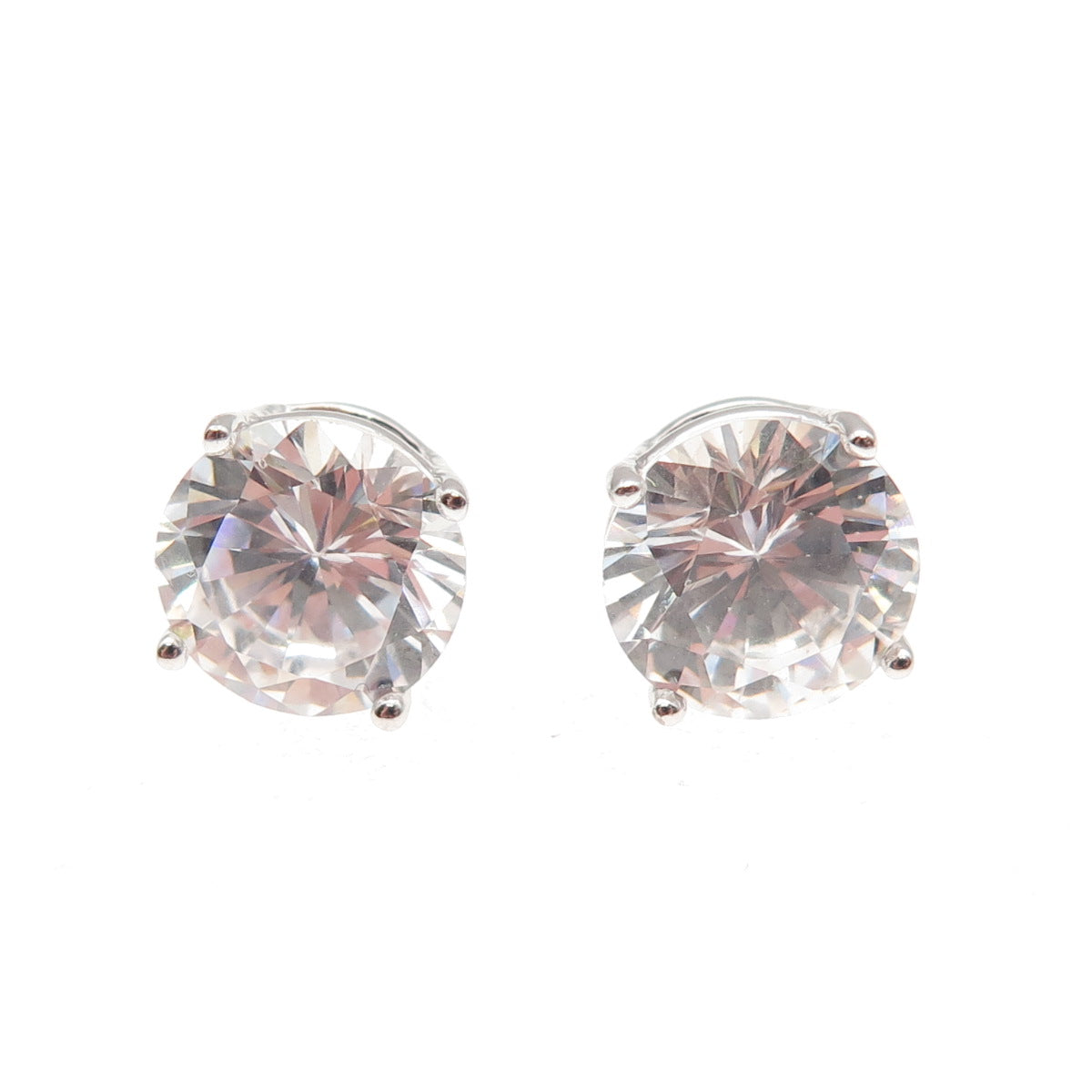 JCM Jacmel Mauritius 925 Sterling Silver Round-Cut C Z Stud Earrings