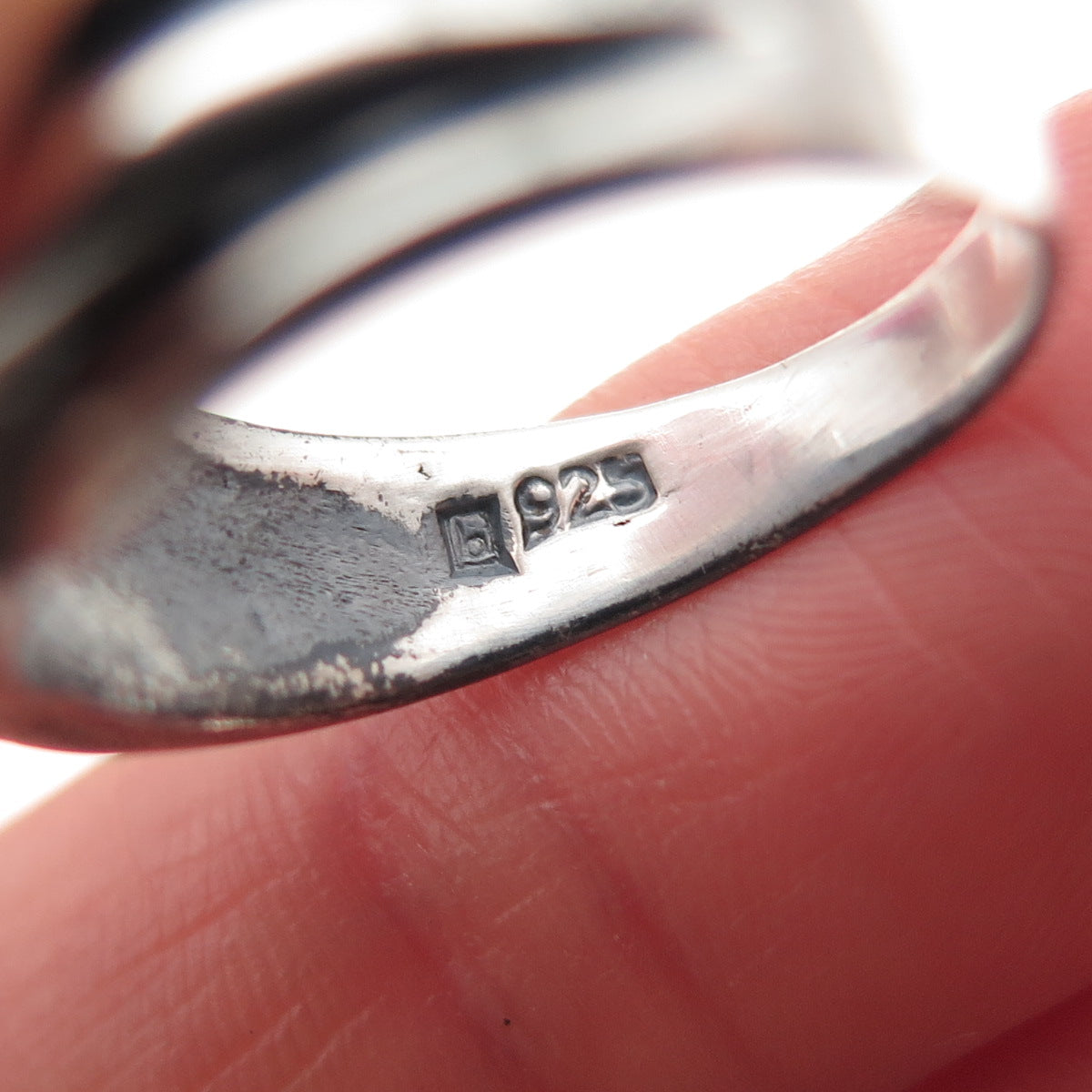 Boma 925 Sterling Silver Vintage Modernist Ribbed Oxidized Ring Size 7