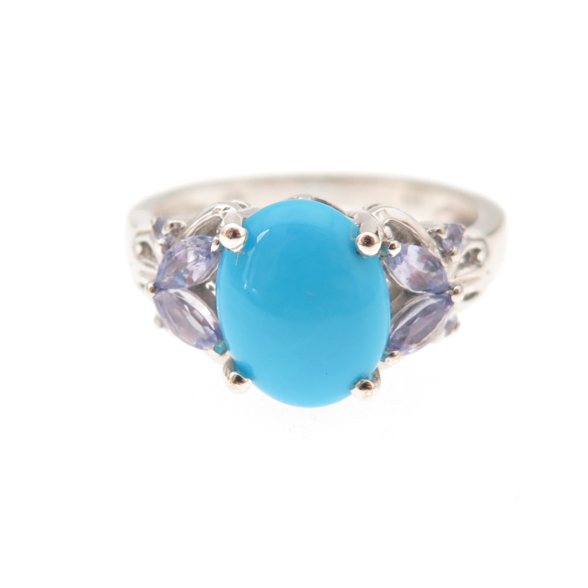 Chuck Clemency Sterling Silver Sleeping Beauty Turquoise & Tanzanite Ring Size 8