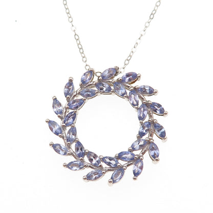 Chuck Clemency 925 Sterling Real Marquise-Cut Tanzanite Cable Chain Necklace 20"