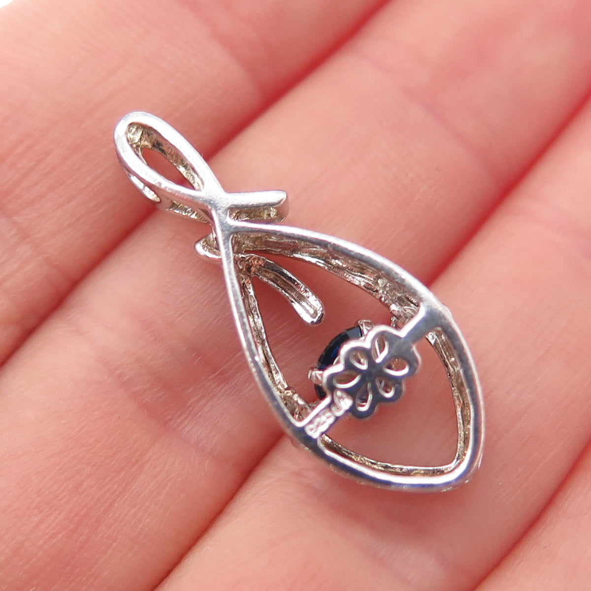 925 Sterling Silver Lab-Created Sapphire Infinity Slide Charm Pendant