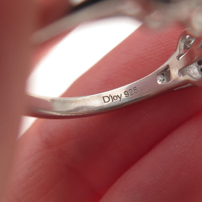 D'Joy 925 Sterling Silver Real Aquamarine & Moissanite Ring Size 7