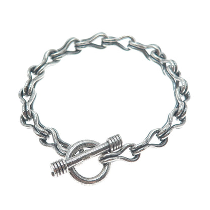 925 Sterling Silver Vintage Spiga Oxidized Link Bracelet 6.5"