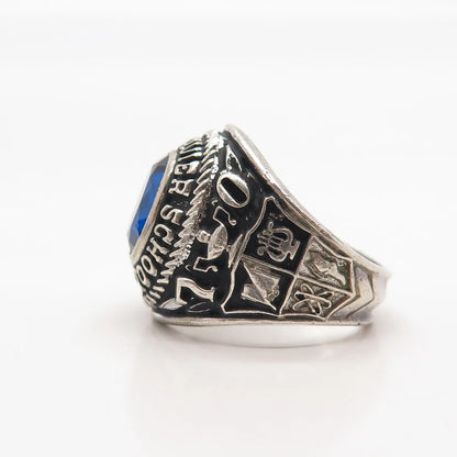 925 Sterling Silver Vintage Glass 1970 "St. Francis Xavier" School Ring Size 6