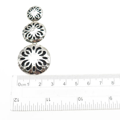 ANNIKA WITT 925 Sterling Silver Vintage Flower Hammered Shadow Box Slide Pendant