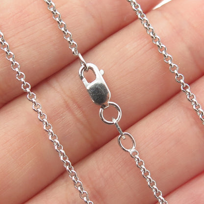 925 Sterling Silver Round-Cut C Z Heart Cable Chain Necklace 16"