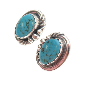 Old Pawn 925 Sterling Silver Vintage Southwestern Turquoise Tribal Earrings