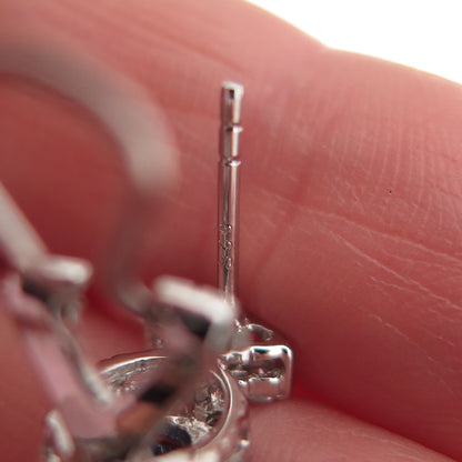 925 Sterling Silver Oval-Cut Blue & Round-Cut White C Z Dangle Earrings