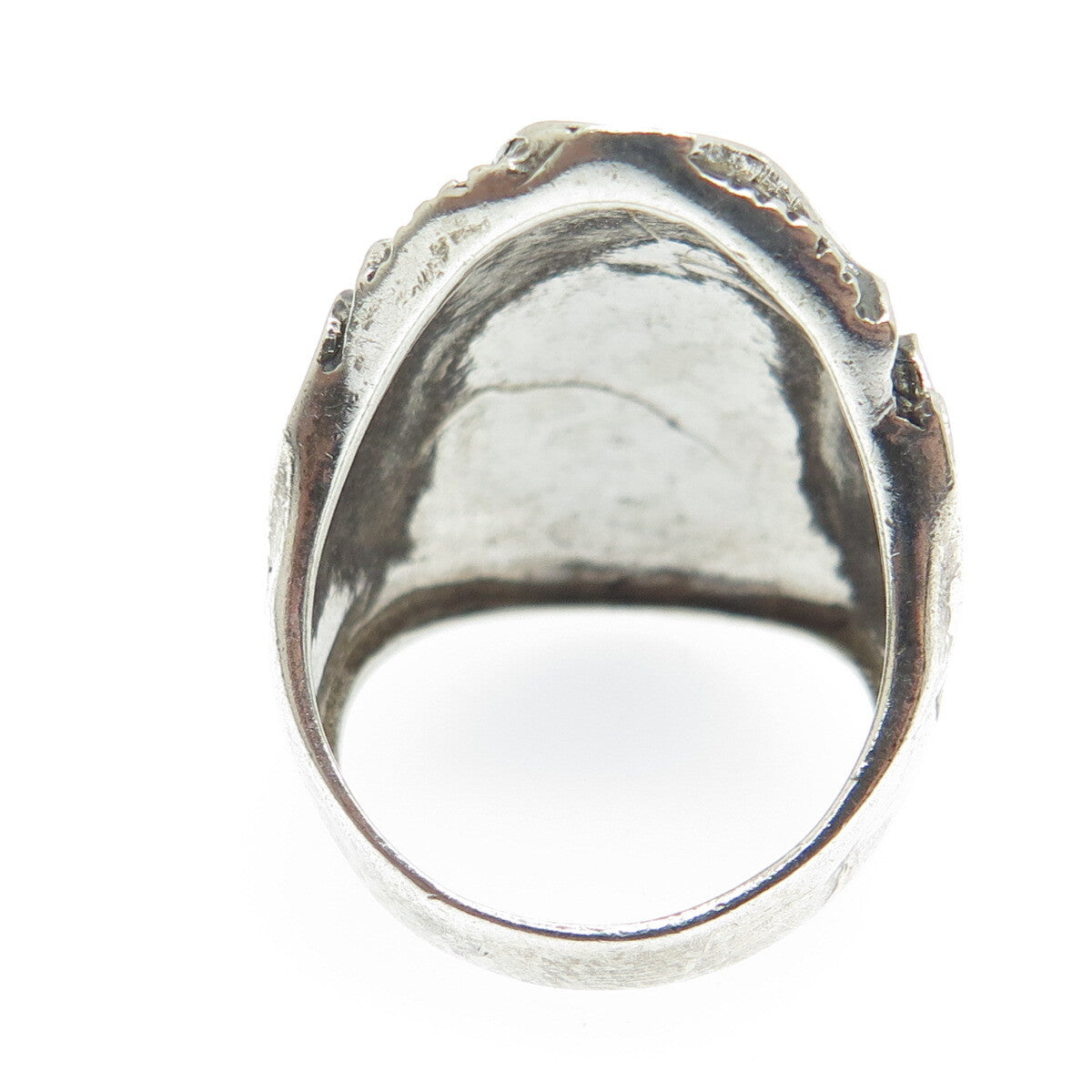 925 Sterling Silver Vintage Modernist Wavy Oxidized Ring Size 7