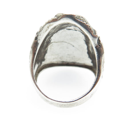 925 Sterling Silver Vintage Modernist Wavy Oxidized Ring Size 7