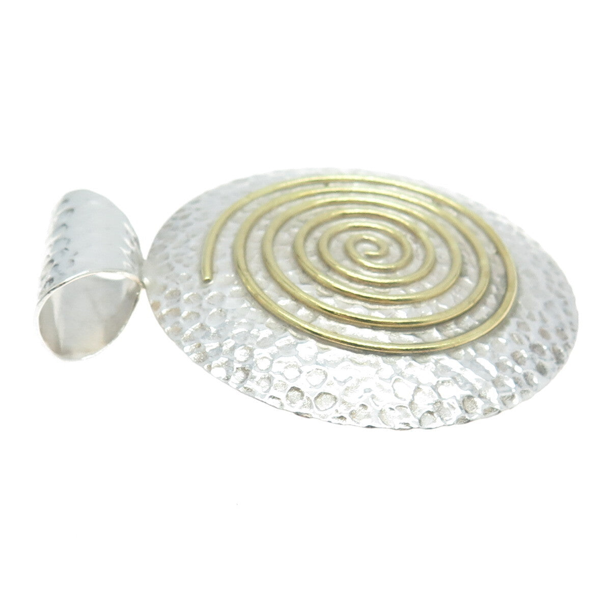 DOMINIQUE DINOUART 925 Sterling Silver 2-Tone Vintage Mexico Spiral Pendant