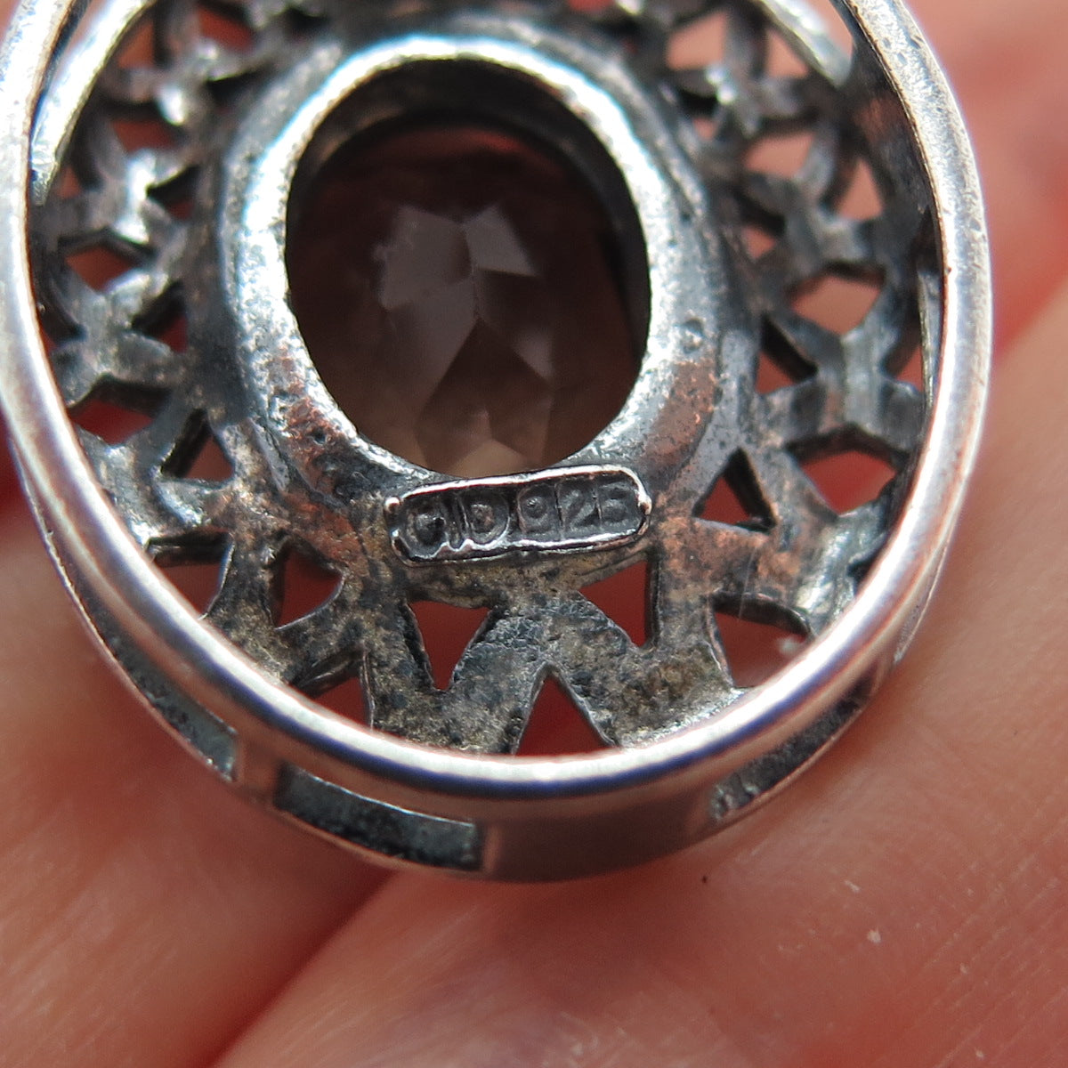 CLYDE DUNEIER CID Sterling Silver Vintage Smoky Quartz Modernist Slide Pendant