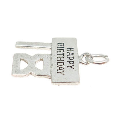 925 Sterling Silver Vintage Happy Birthday 18 Charm Pendant