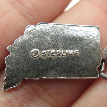 FRENCH & FRANKLIN 925 Sterling Silver Vintage Indiana State Map Charm Pendant