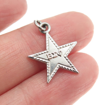 925 Sterling Silver Vintage Civil Defense Beta Sigma Phi Star Charm Pendant