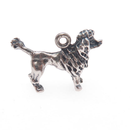 925 Sterling Silver Vintage Poodle Dog Oxidized Mini 3D Charm Pendant