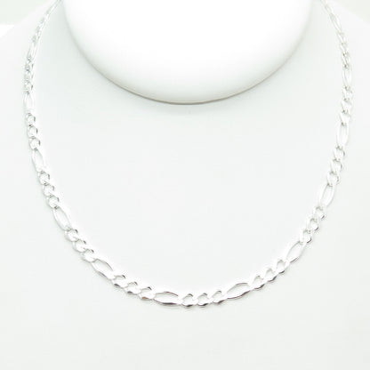 HAN 925 Sterling Silver Italy Figaro Chain Necklace 20"