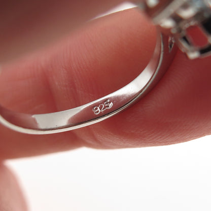 925 Sterling Silver Real Blue Topaz Infinity Ring Size 6.75