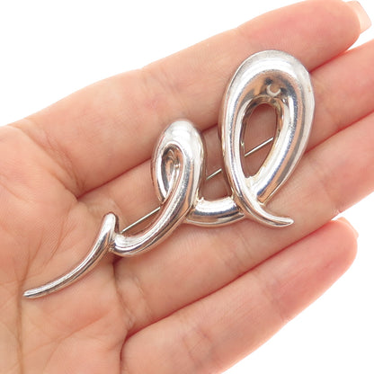 CNA PRANDA 925 Sterling Silver Vintage Modernist Twisted Pin Brooch