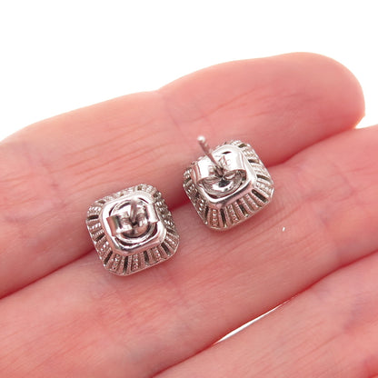 925 Sterling Silver Real Round-Cut Black Diamond Stud Earrings