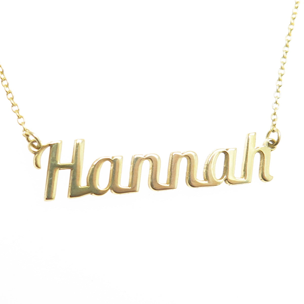 925 Sterling Silver Gold Plated "Hannah" Name Cable Chain Necklace 16"
