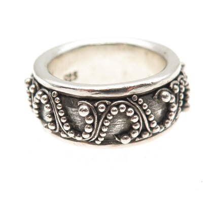 Lois Hill 925 Sterling Silver Vintage Granulated Scroll Band Ring Size 7.75