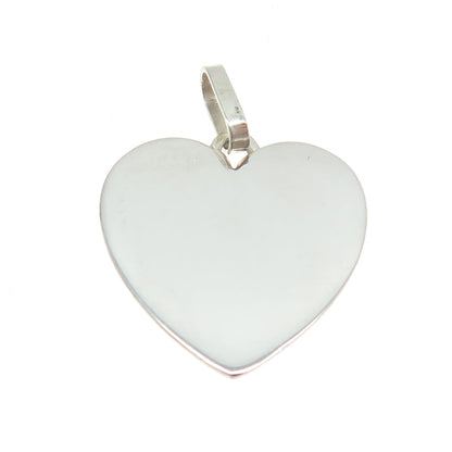 925 Sterling Silver Vintage FCC Ebgravable Heart Tag Charm Pendant