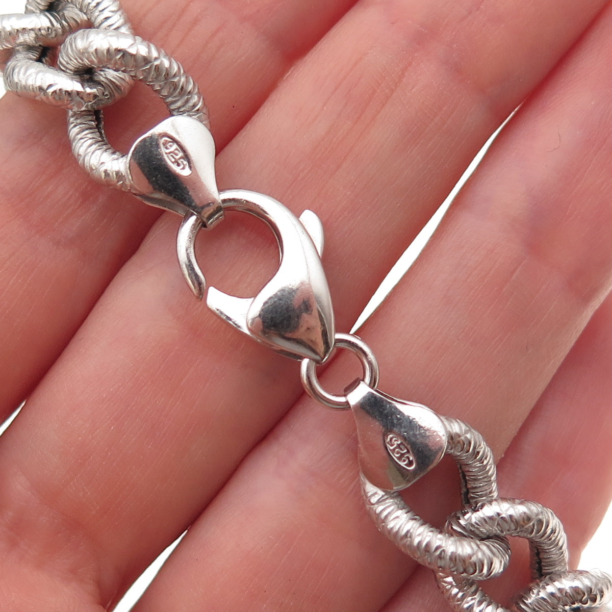 925 Sterling Silver Italy Curb Link Bracelet 7.25"