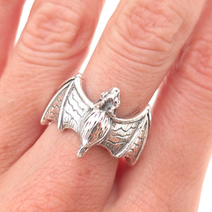 925 Sterling Silver Vintage Bat Oxidized Ring Size 9.25