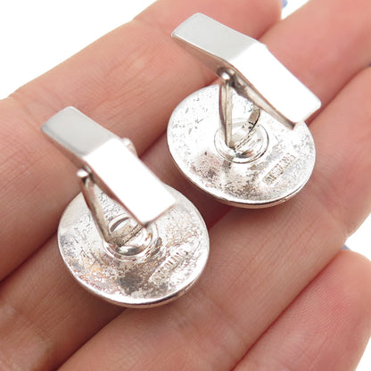 HICKOK 925 Sterling Silver Vintage Real Tiger Eye Cufflinks