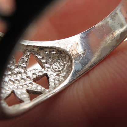 925 Sterling Silver Vintage Flower Dome Ring Size 7.25