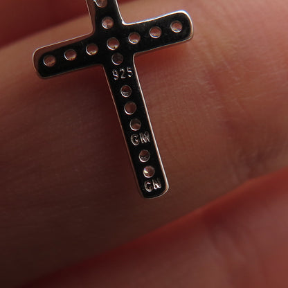 925 Sterling Silver Round-Cut C Z Cross Dangle Hoop Earrings