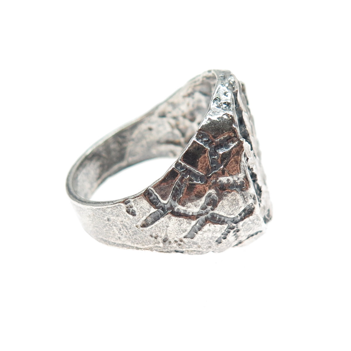 925 Sterling Silver Vintage Cannabis Leaf Oxidized Ring Size 11.75