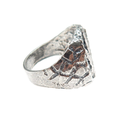 925 Sterling Silver Vintage Cannabis Leaf Oxidized Ring Size 11.75