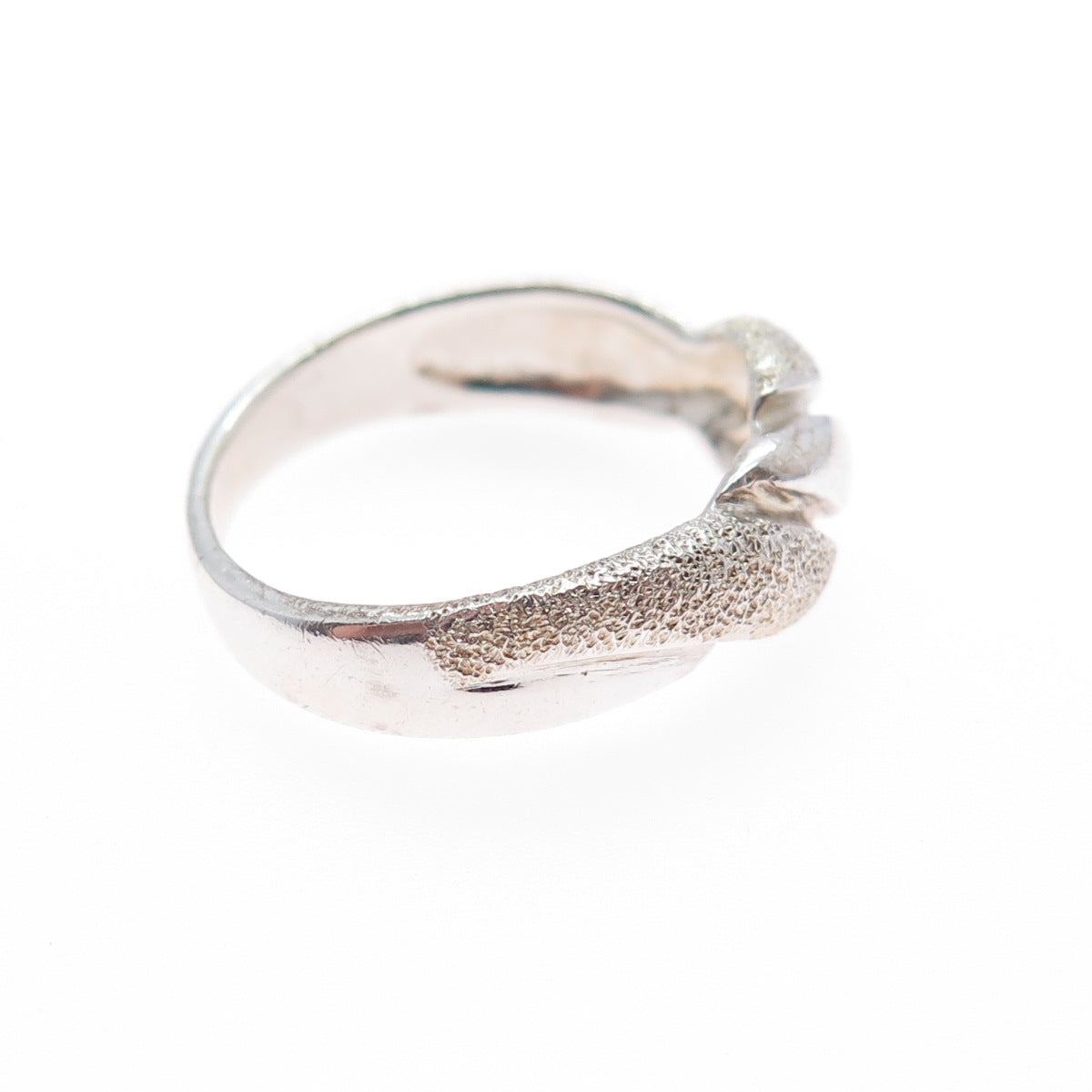 925 Sterling Silver Vintage Modernist Textured Twisted Ring Size 6